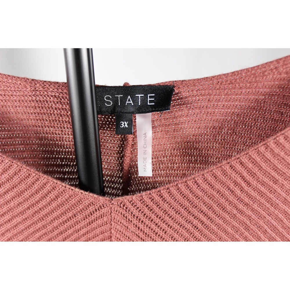 1.STATE Womens 3X Terra Earth Ribbed V-Neck Sweater 8250210 NWT - Picture 2 of 5